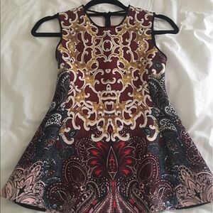 Clover Canyon Multicolor Printed Sleeveless Top — Burgundy, Gold, Black, Pink